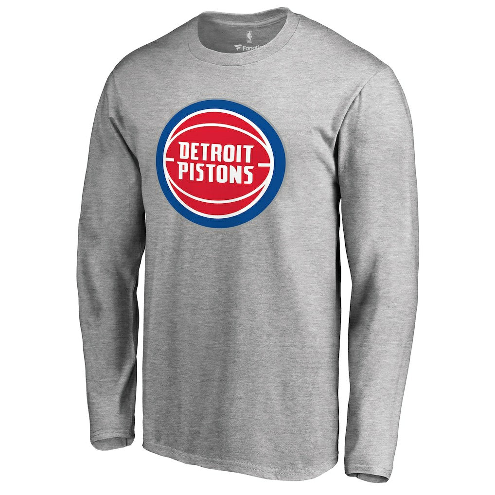 NBA - Detroit Pistons Primary Logo Long Sleeve T-Shirt - Heather Gray