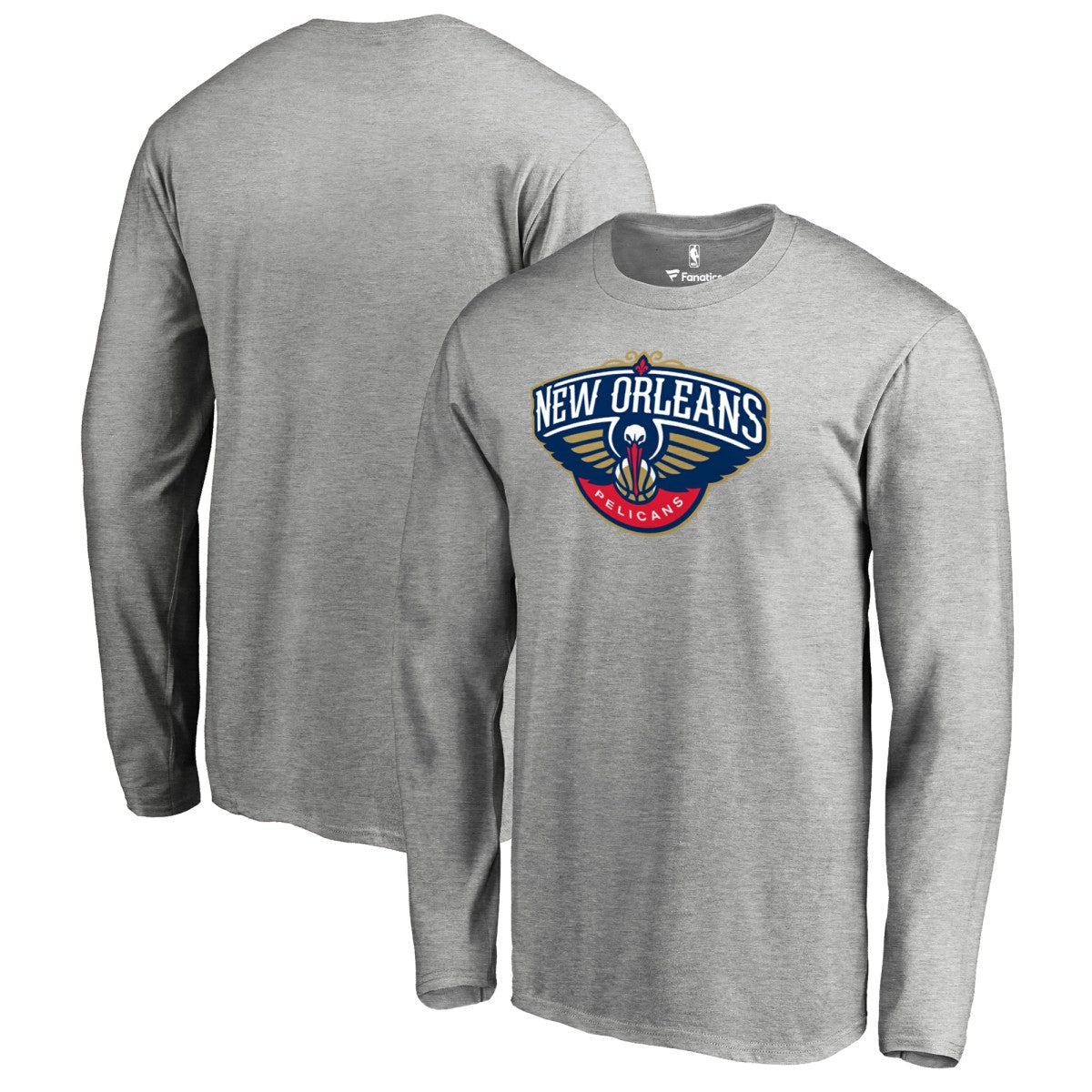 NBA - New Orleans Pelicans Primary Logo Long Sleeve T-Shirt - Heather Gray