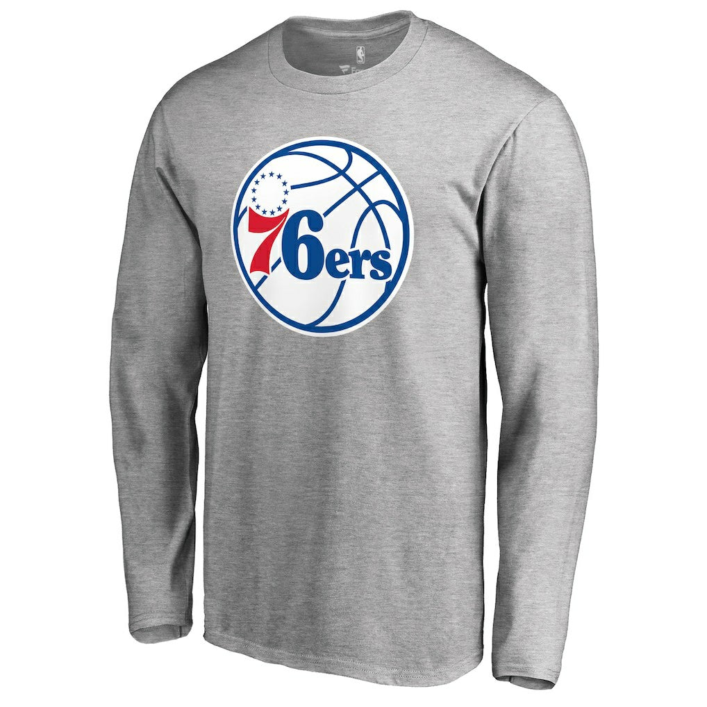 NBA - Philadelphia 76ers Primary Logo II Long Sleeve T-Shirt - Heathered Gray