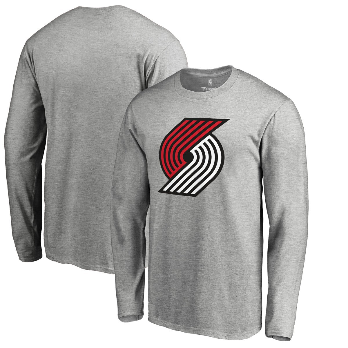 NBA - Portland Trail Blazers Primary Logo Long Sleeve T-Shirt - Heather Gray