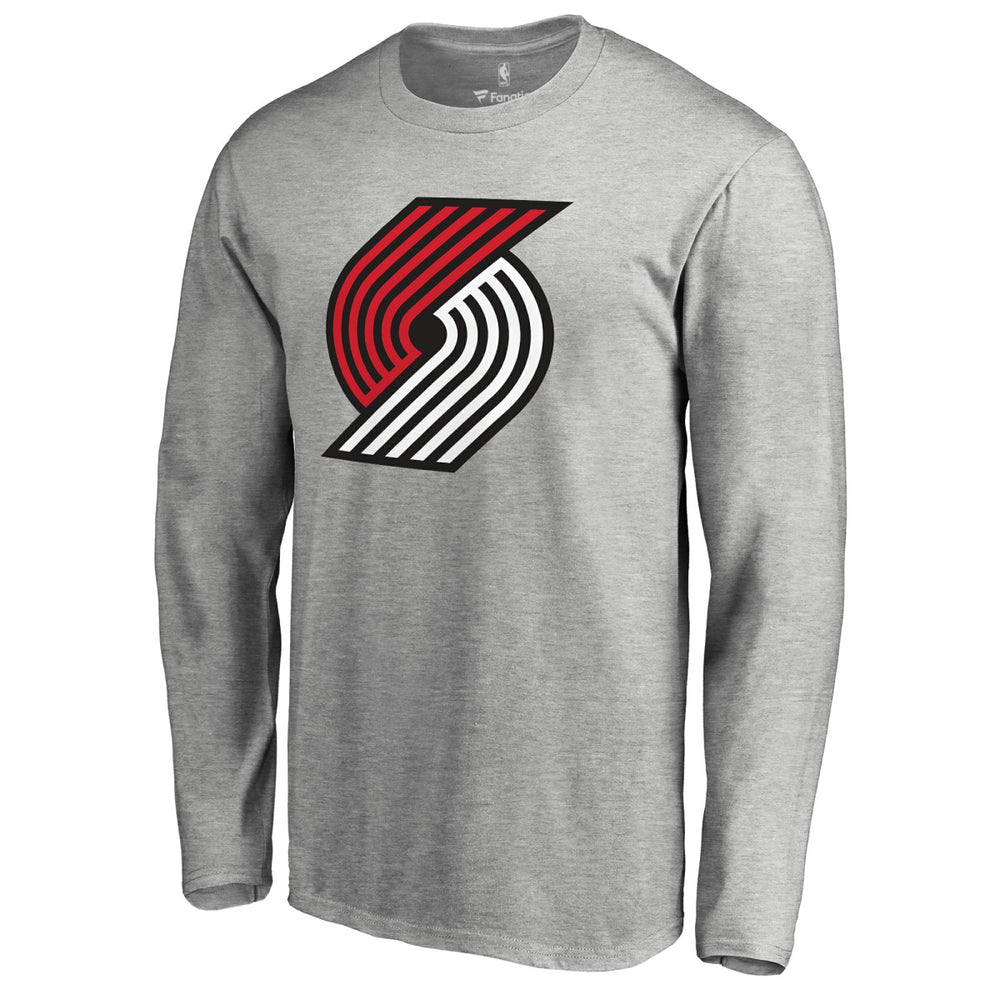 NBA - Portland Trail Blazers Primary Logo Long Sleeve T-Shirt - Heather Gray