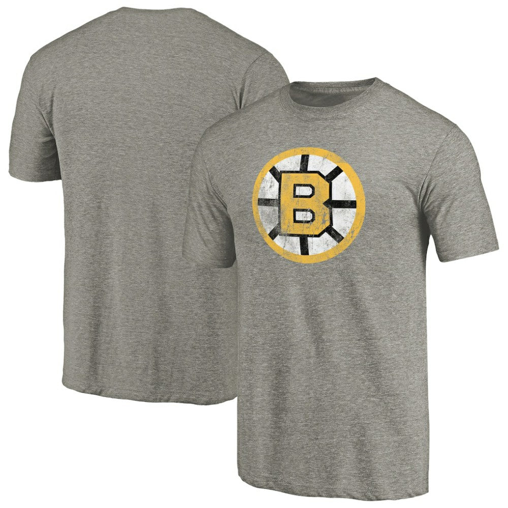 Boston Bruins Throwback Logo 1989-1990 Tri-Blend T-Shirt Ash