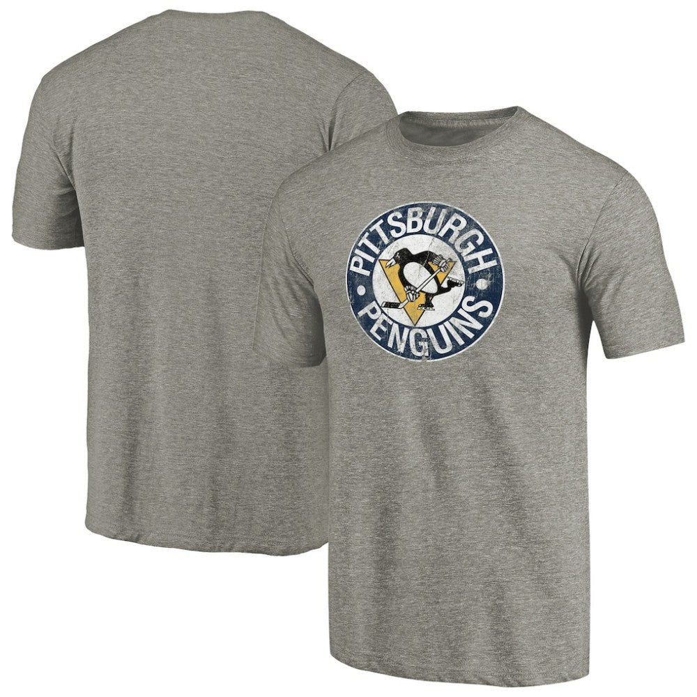Pittsburgh Penguins Throwback Logo 1968-1969 Tri-Blend T-Shirt Ash