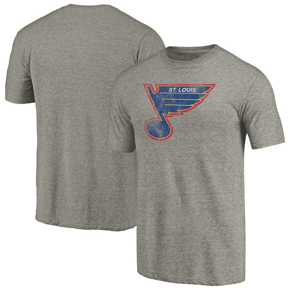 St. Louis Blues - Throwback Logo 1987-1989 Tri-Blend T-Shirt Ash