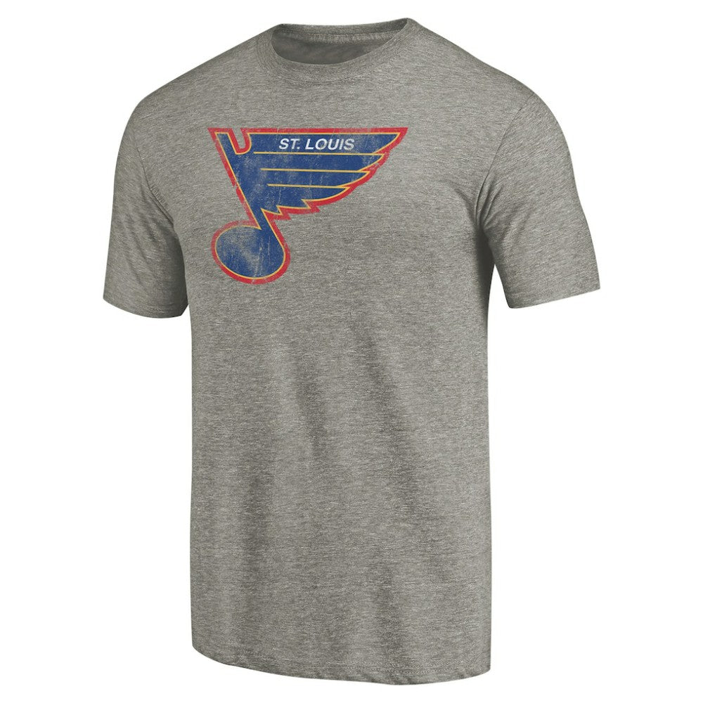 St. Louis Blues - Throwback Logo 1987-1989 Tri-Blend T-Shirt Ash