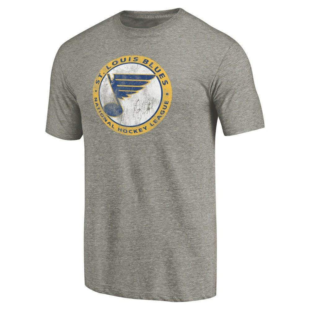 St. Louis Blues - Throwback Logo 1970 Tri-Blend T-Shirt Ash