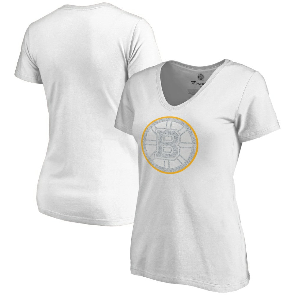 Boston Bruins Women's Whiteout V-Neck T-Shirt White