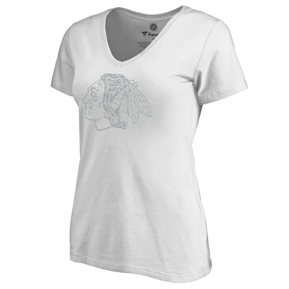 Chicago Blackhawks Women's Whiteout V-Neck T-Shirt White