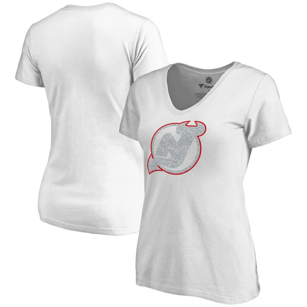 New Jersey Devils - Women's Whiteout V-Neck T-Shirt White