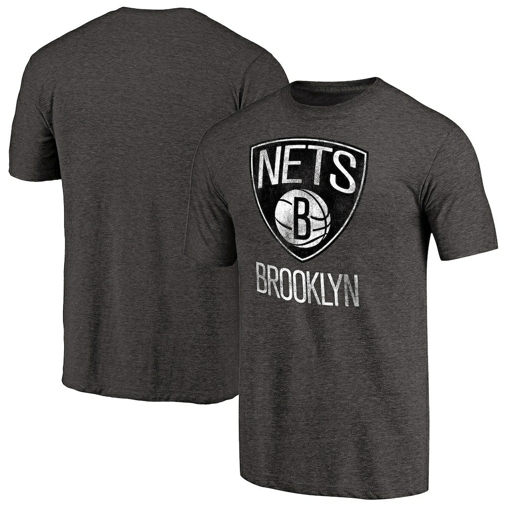 NBA - Brooklyn Nets Distressed Team Logo Tri-Blend T-Shirt - Heather Black
