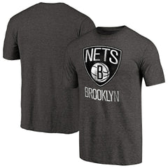 NBA - Brooklyn Nets Distressed Team Logo Tri-Blend T-Shirt - Heather Black