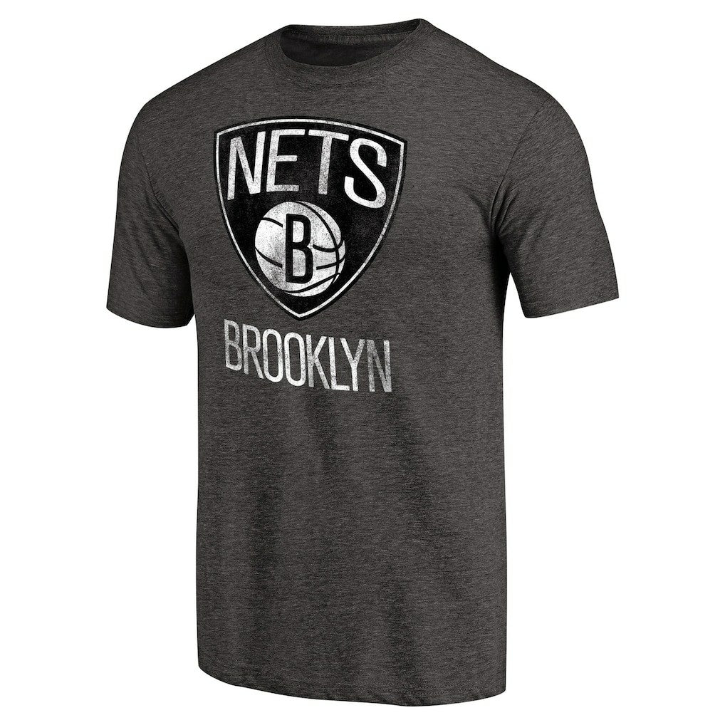 NBA - Brooklyn Nets Distressed Team Logo Tri-Blend T-Shirt - Heather Black