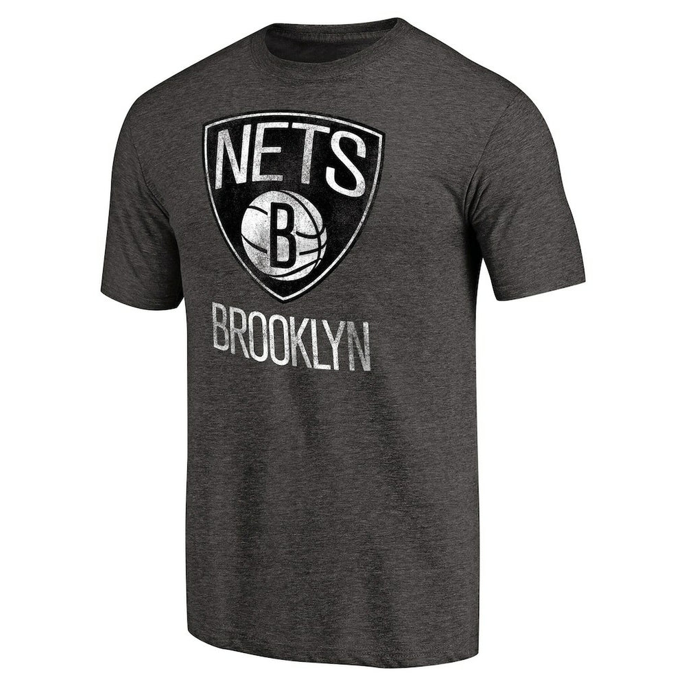NBA - Brooklyn Nets Distressed Team Logo Tri-Blend T-Shirt - Heather Black