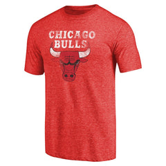NBA - Chicago Bulls Distressed Team Logo Tri-Blend T-Shirt - Heather Red