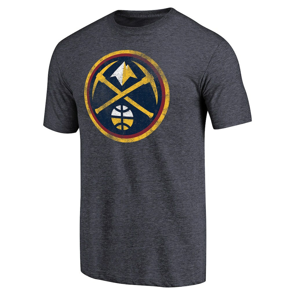 NBA - Denver Nuggets Distressed Team Logo Tri-Blend T-Shirt - Heather Navy
