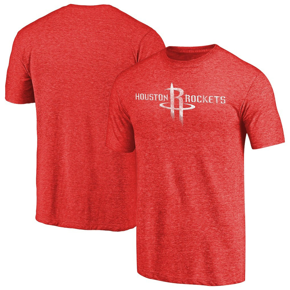 NBA - Houston Rockets Distressed Team Logo Tri-Blend T-Shirt - Heather Red