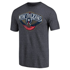 NBA - New Orleans Pelicans Distressed Team Logo Tri-Blend T-Shirt - Heather Navy
