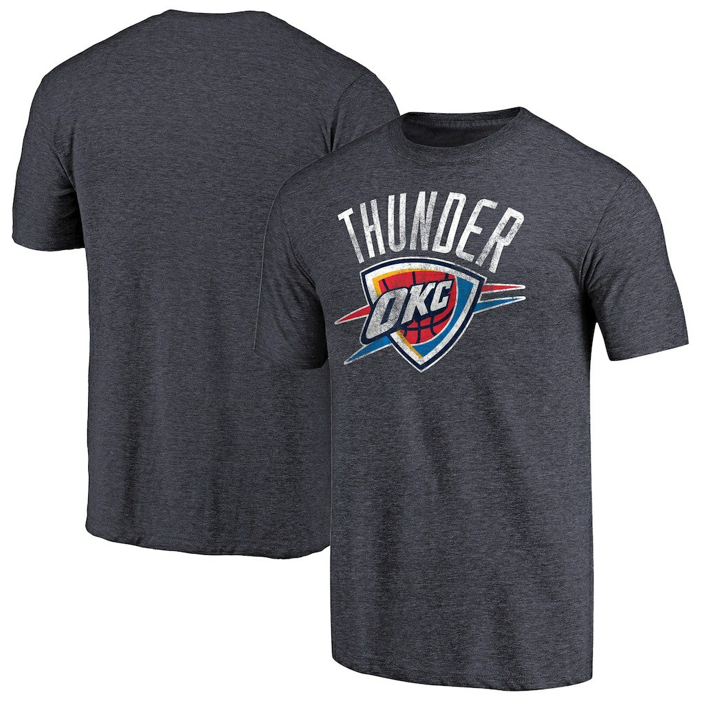 NBA - Oklahoma City Thunder Distressed Team Logo Tri-Blend T-Shirt - Heather Navy