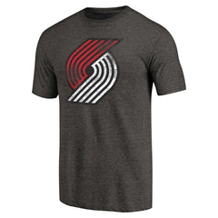 NBA - Portland Trail Blazers Distressed Team Logo Tri-Blend T-Shirt - Heather Black