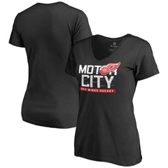 Detroit Red Wings - Women's Hometown Collection Motor City V-Neck T-Shirt Black
