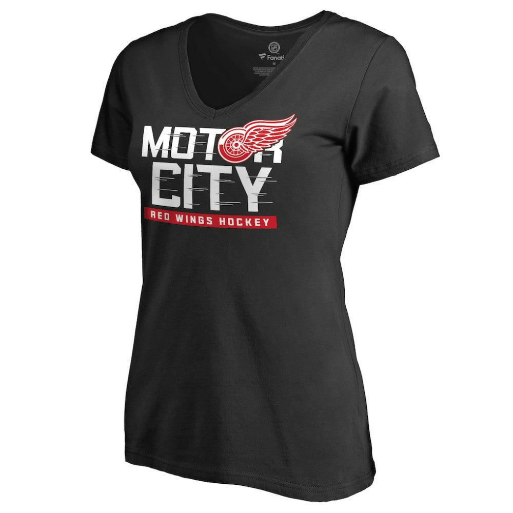 Detroit Red Wings - Women's Hometown Collection Motor City V-Neck T-Shirt Black