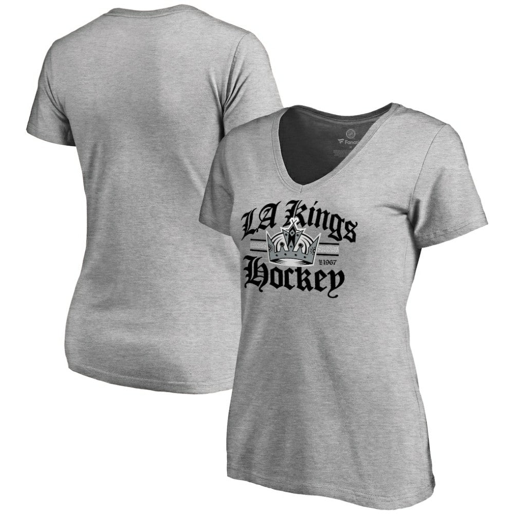 Los Angeles Kings - Women's Hometown Collection The Crown V-Neck T-Shirt ash
