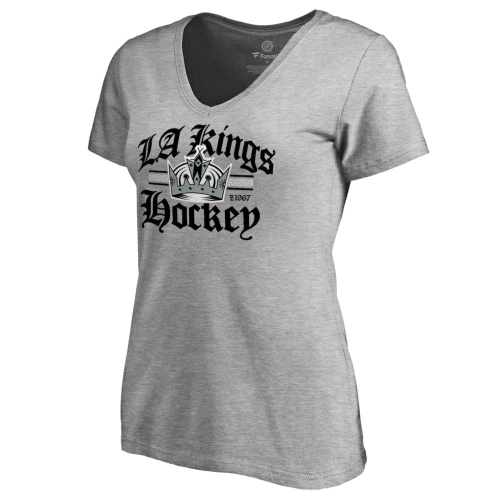 Los Angeles Kings - Women's Hometown Collection The Crown V-Neck T-Shirt ash