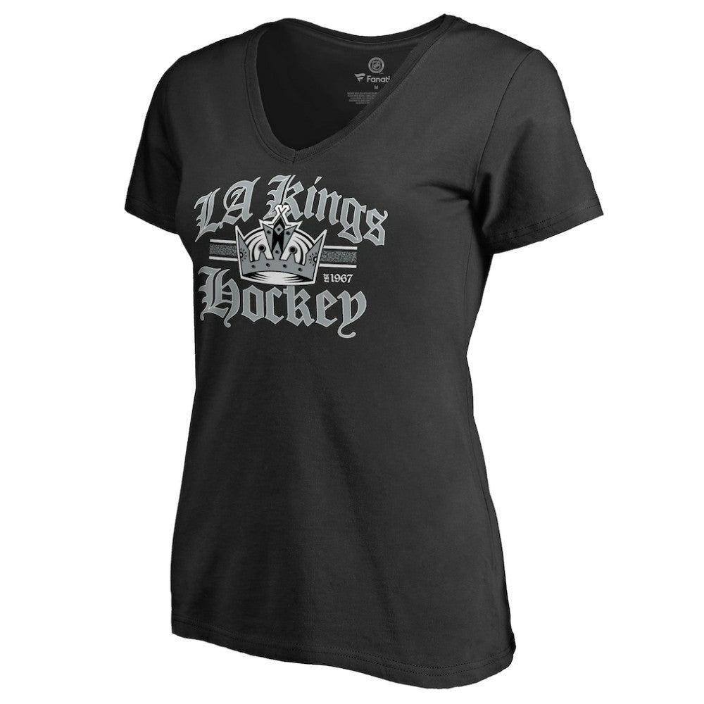 Los Angeles Kings - Women's Hometown Collection The Crown V-Neck T-Shirt Black