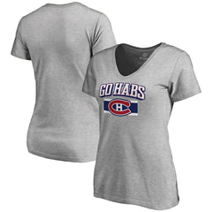 Montreal Canadiens - Women's Hometown Collection Go Habs V-Neck T-Shirt ash