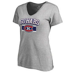 Montreal Canadiens - Women's Hometown Collection Go Habs V-Neck T-Shirt ash