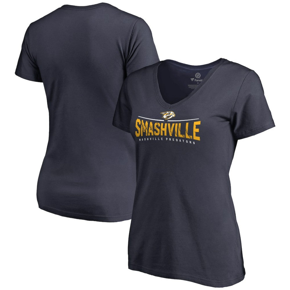 Nashville Predators - Women's Hometown Collection Smashville V-Neck T-Shirt Navy