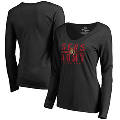 Ottawa Senators - Women's Hometown Collection Sens Army V-Neck Long Sleeve T-Shirt Black