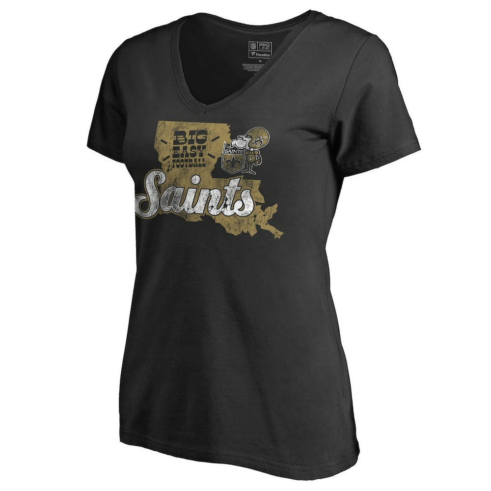 New Orleans Saints Women's Hometown Collection Saints State T-Shirt Black - NFL