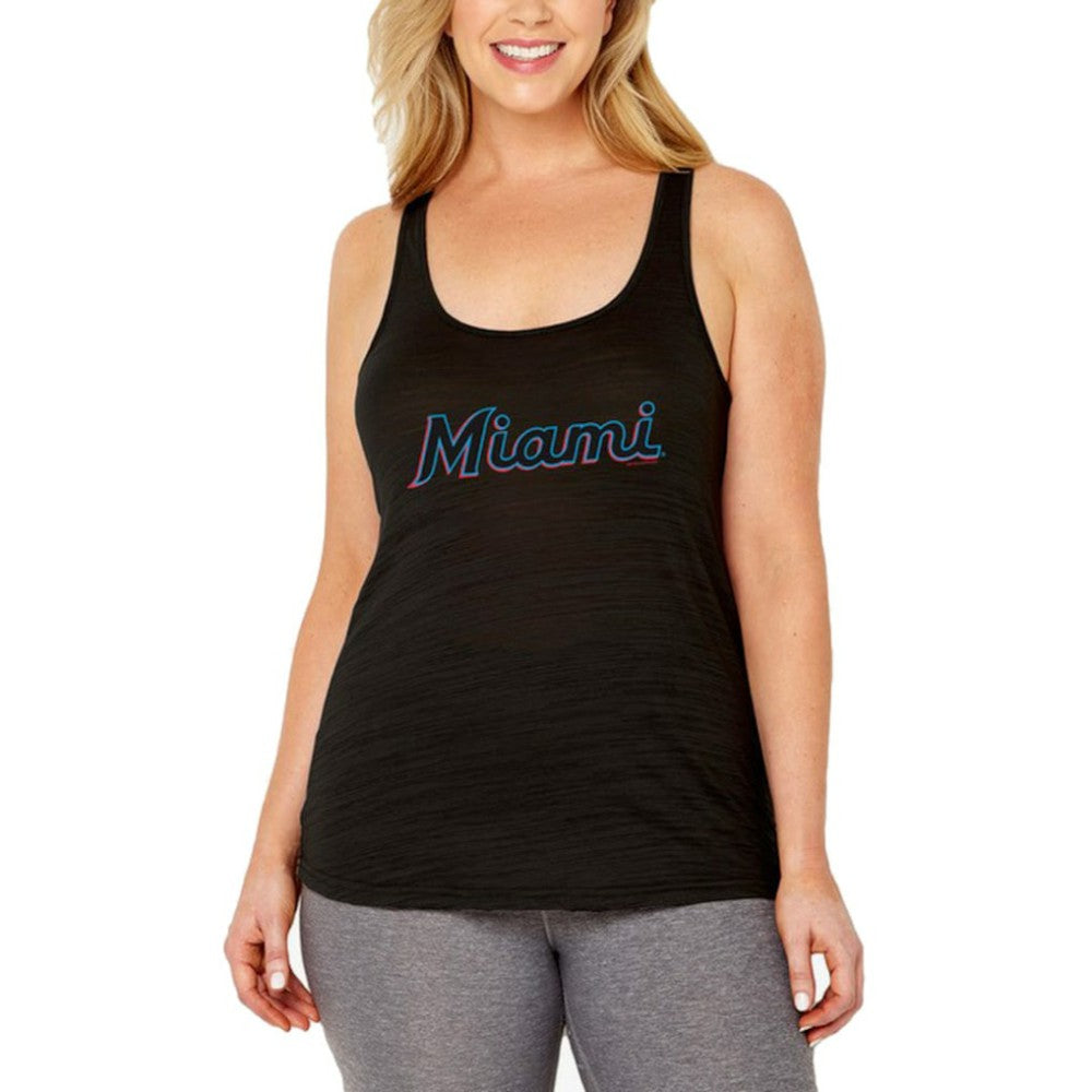 Miami Marlins Soft as a Grape Women's Plus Size Swing for the Fences Racerback Tank Top Sale