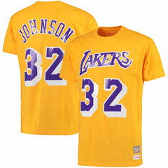 Mitchell & Ness - Magic Johnson Los Angeles Lakers Hardwood Classics Retro Name & Number T-Shirt - Gold