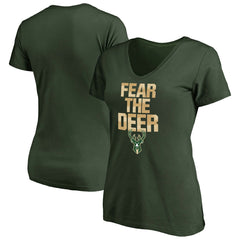 NBA - Milwaukee Bucks Women's Mantra V-Neck T-Shirt - Green