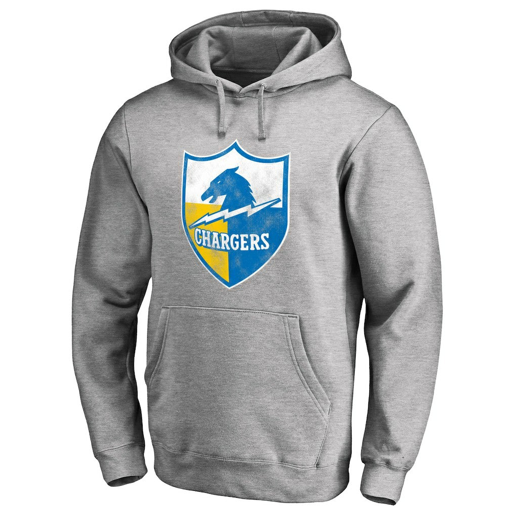 Los Angeles Chargers Throwback Logo Pullover Hoodie Heather Gray - NFL