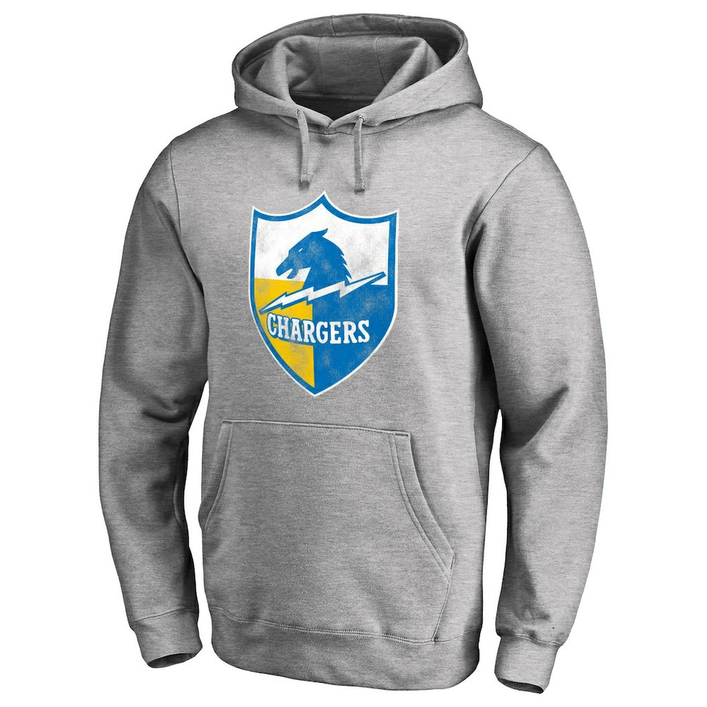 Los Angeles Chargers Throwback Logo Pullover Hoodie Heather Gray - NFL