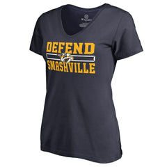 Nashville Predators - Women's Hometown Collection Defend V-Neck T-Shirt Navy
