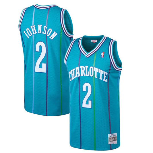 Larry Johnson Charlotte Hornets 1992/93 Hardwood Classics Swingman Jersey - Teal | NBA Jerseys