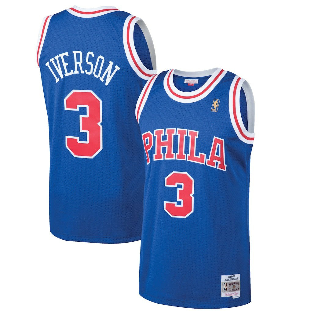 Allen Iverson Philadelphia 76ers 1996/97 Hardwood Classics Swingman Jersey - Royal | NBA Jerseys