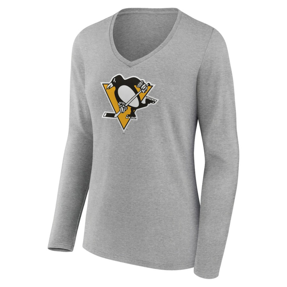 Pittsburgh Penguins Women's Primary Logo Long Sleeve T-Shirt Ash