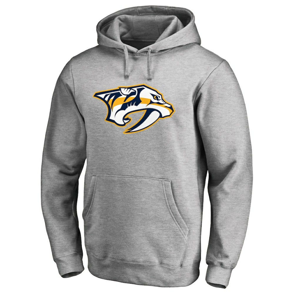 Nashville Predators - Primary Team Logo Fleece Fitted Pullover Hoodie Heather Gray