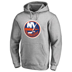 New York Islanders - Primary Team Logo Fleece Fitted Pullover Hoodie Heather Gray