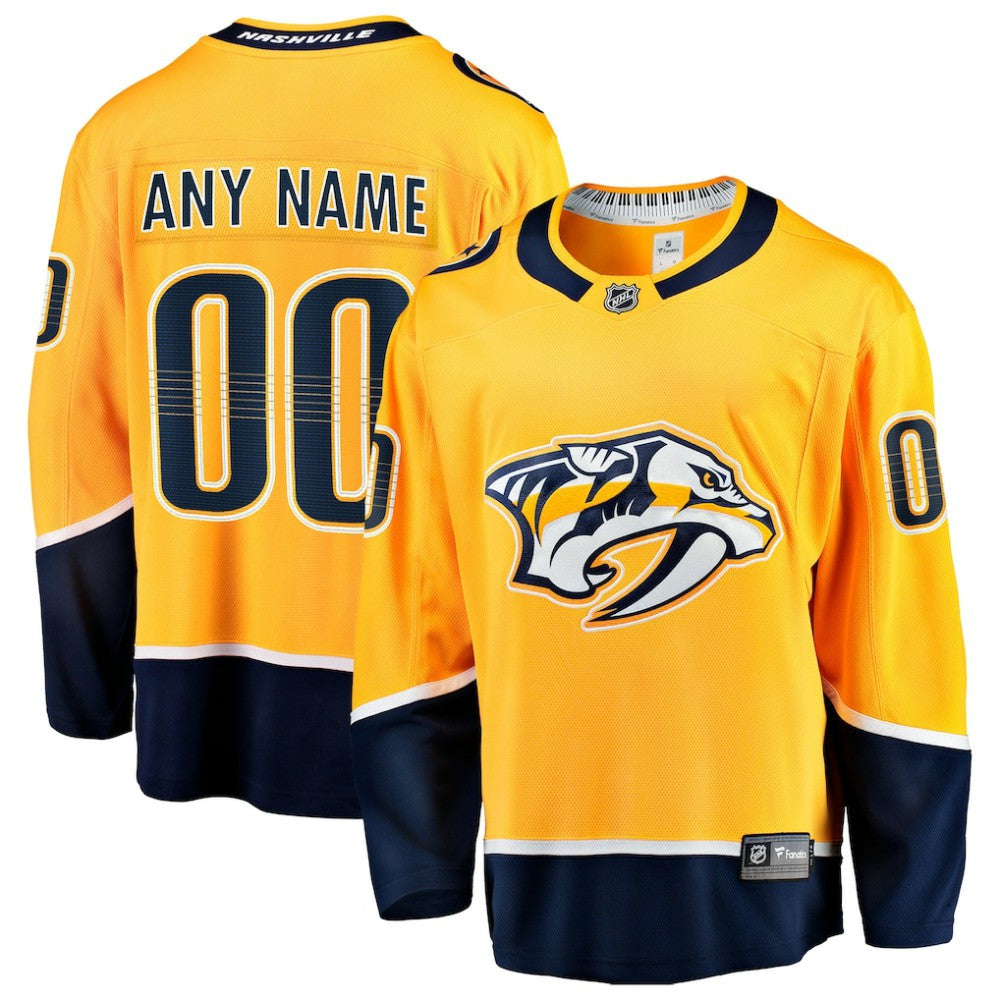 Nashville Predators Fanatics Home Breakaway Custom Jersey - Gold | NHL Jerseys