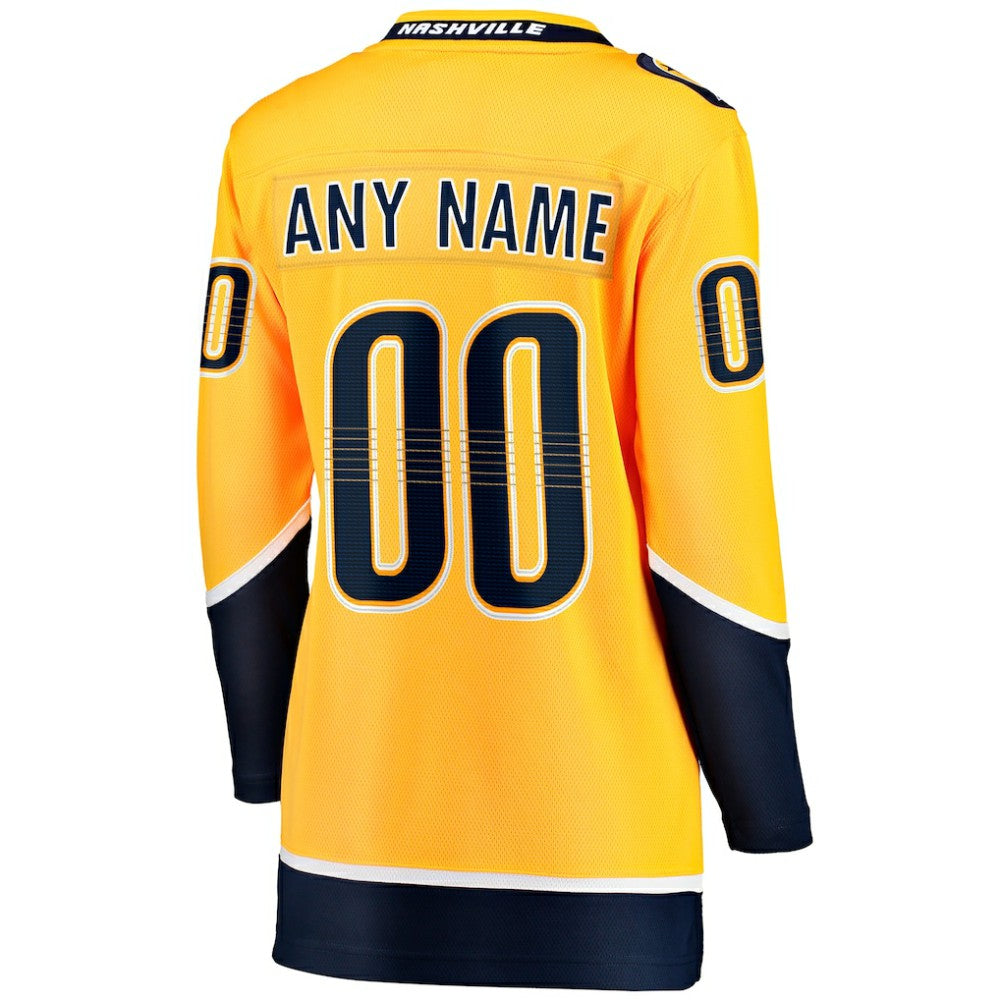 Nashville Predators Fanatics Women's Home Breakaway Custom Jersey - Yellow | NHL Jerseys