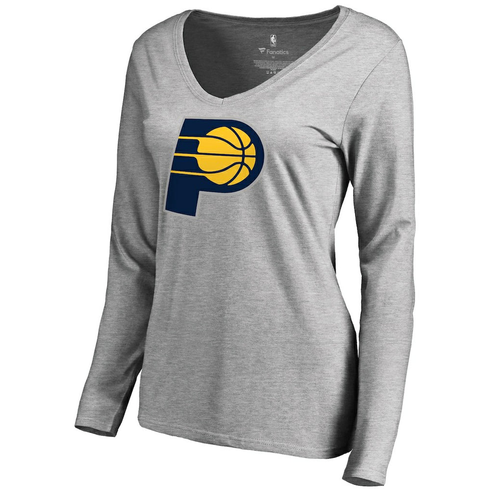 NBA - Indiana Pacers Women's Primary Logo V-Neck Long Sleeve T-Shirt - Heather Gray