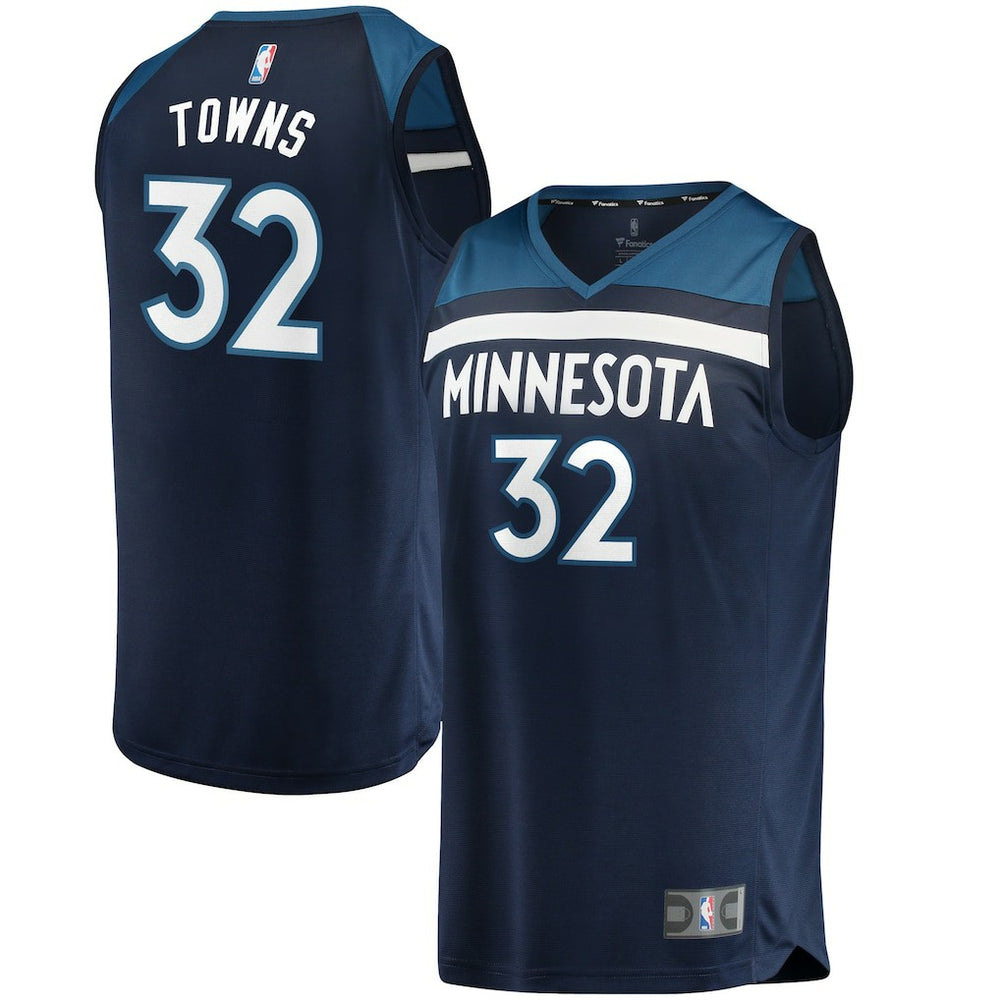 Fanatics - Karl-Anthony Towns Minnesota Timberwolves Fast Break Replica Jersey Navy - Icon Edition