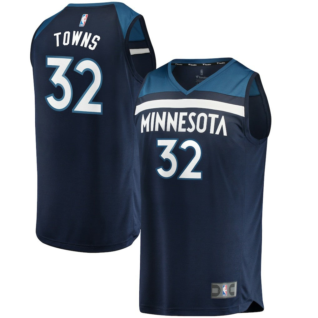 Fanatics - Karl-Anthony Towns Minnesota Timberwolves Fast Break Replica Jersey Navy - Icon Edition