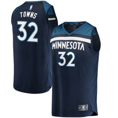Fanatics - Karl-Anthony Towns Minnesota Timberwolves Fast Break Replica Jersey Navy - Icon Edition